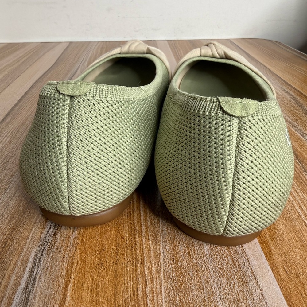 Vivaia Almond-Toe Knotted Flats (Bibi) Matcha/Ivory Cream Flats US Size 10 - Picture 3 of 11
